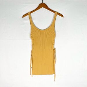 Clea Luca Side Tie Knit Tank Mango Longline Sleeveless Size Medium Stretch Gold